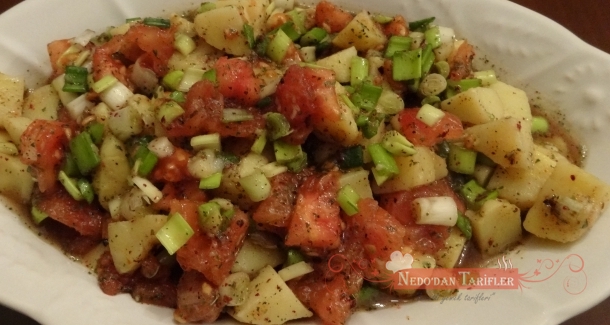 Patates. taze soan, domates