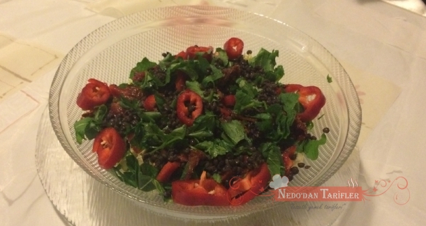 Kara mercimek salatas, beluga mercimei salatas, salata tarifleri, salatalar